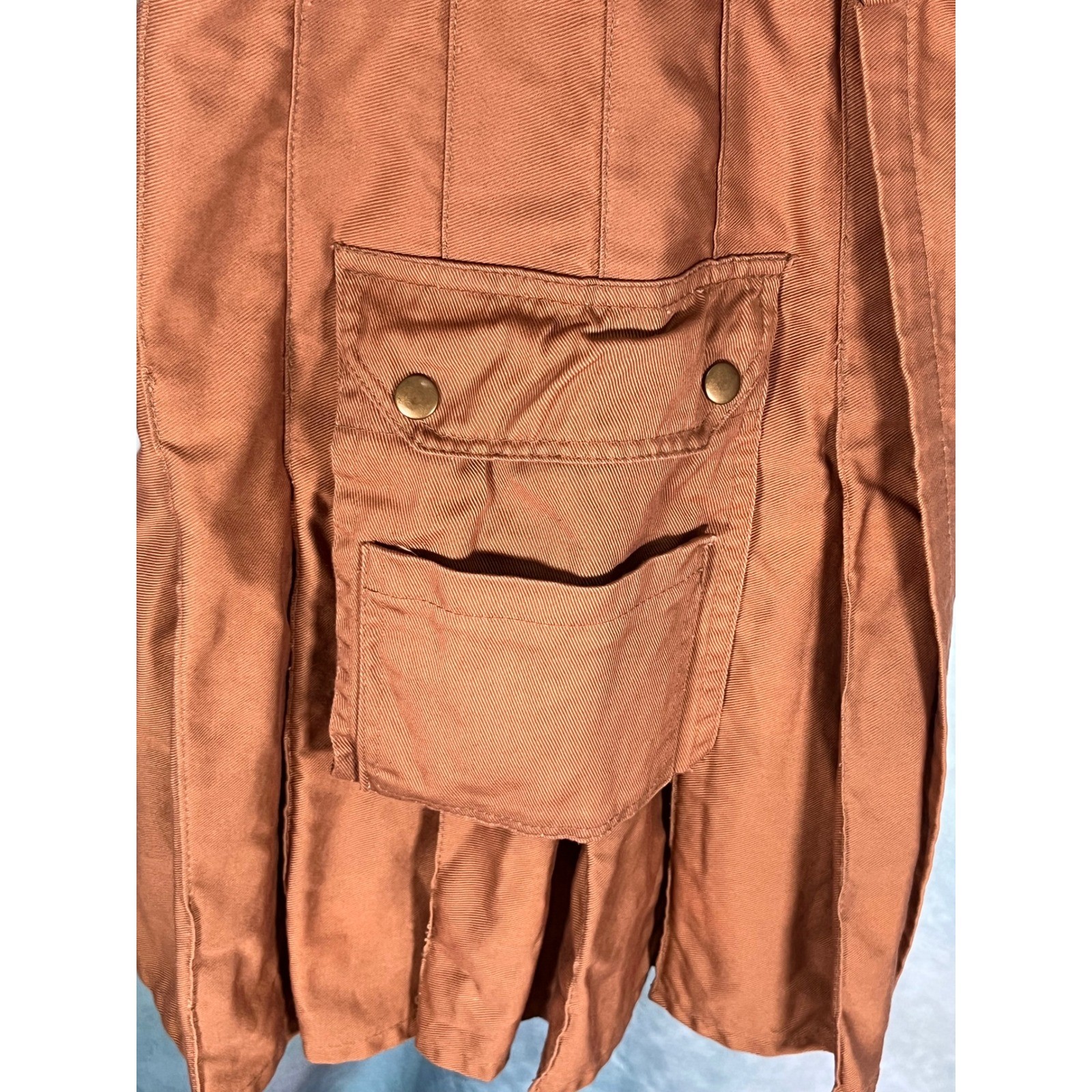 Modern Kilts Mens Brown Utility Cargo Kilt Snap Front Pleated Festival Size 38