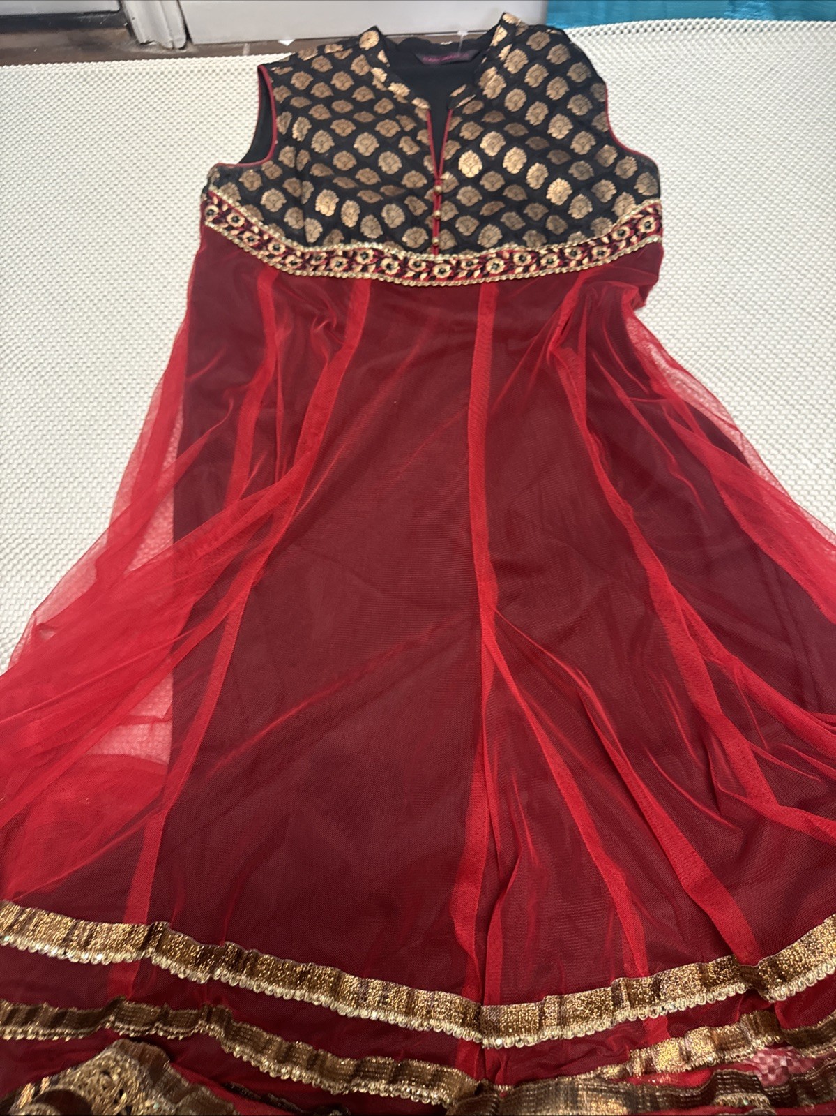 RangManch Women’s Indian/Pakistani Red/Black/Gold, Traditional Dress, Size Small