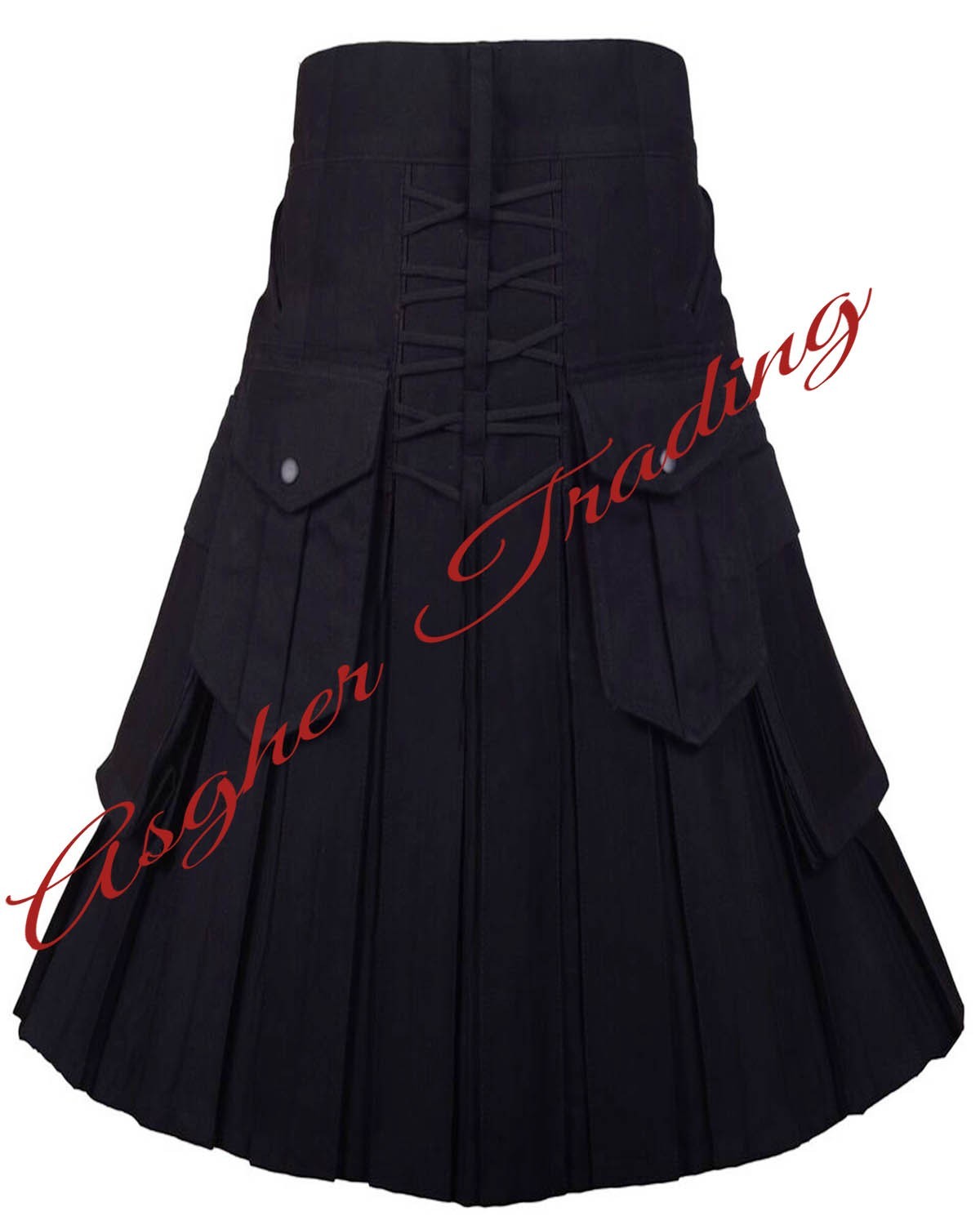 Handmade Black Canvas Cotton Kilt, Phantom Utility Kilt Men’s Custom Size kilts