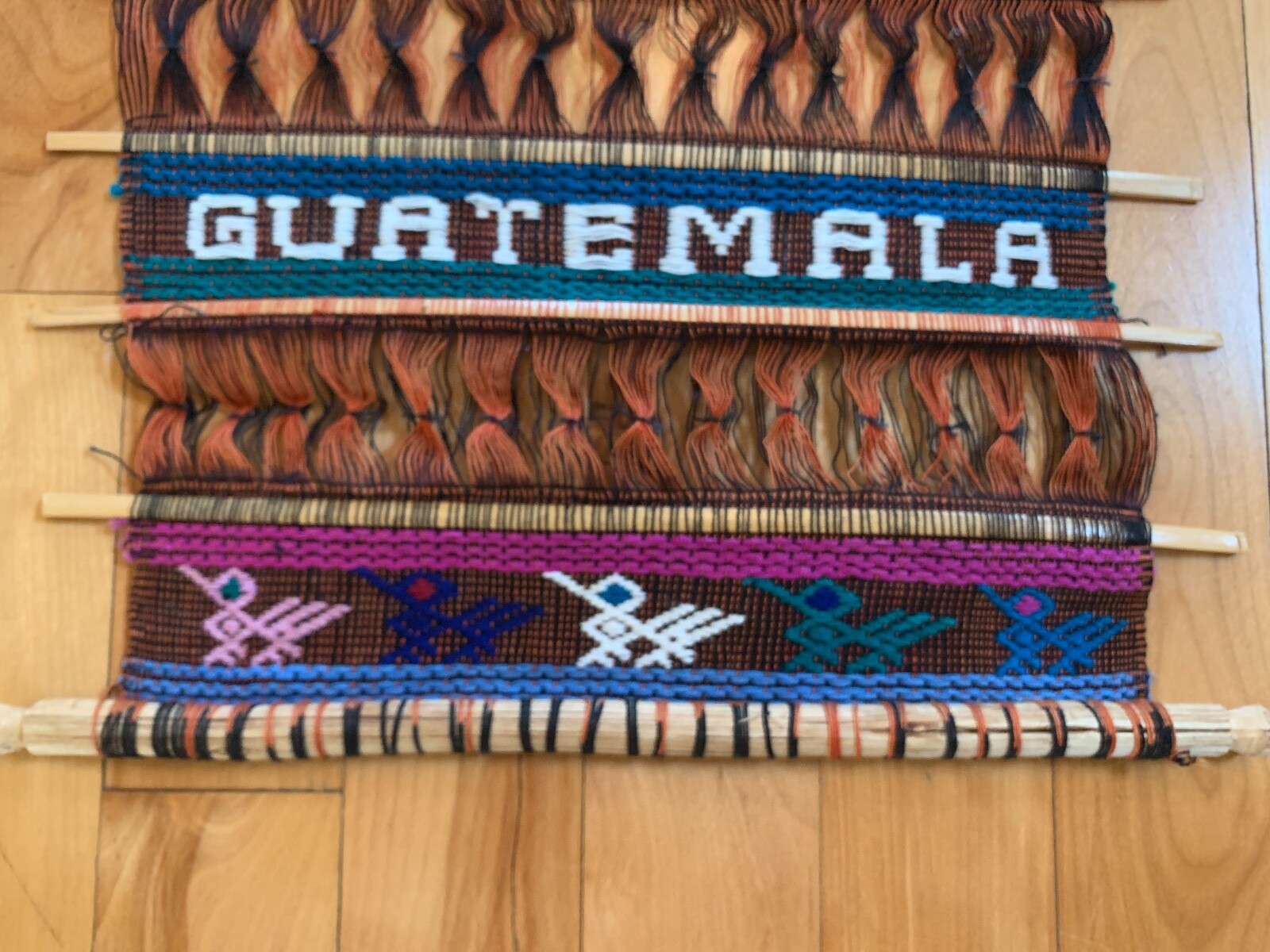 Vintage HANDWOVEN GUATEMALAN WALL HANGING – 14’x12″ – REMEMBER GUATEMALA