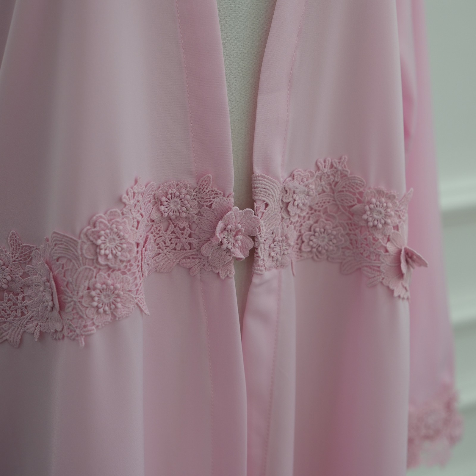 Muslim Robe 3D Floral Applique Open Abaya Cardigan Dress Arab Women Kaftan Gown