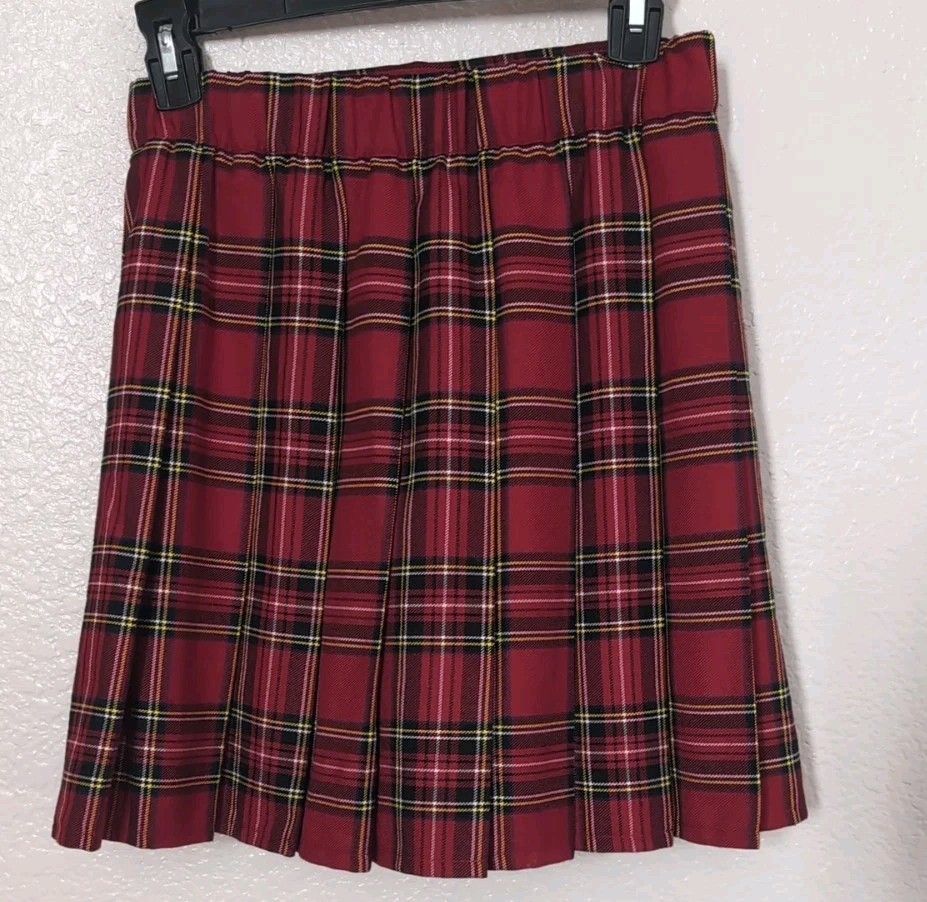 Sport Kilt Made in USA YOUTH S Red Plaid Pleated Inside Pocket Adjustable Waist