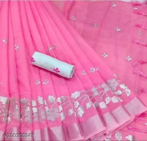 Indian Bollywood Fancy Woman CHANDERI SILVER PATTA COTTON SAREE