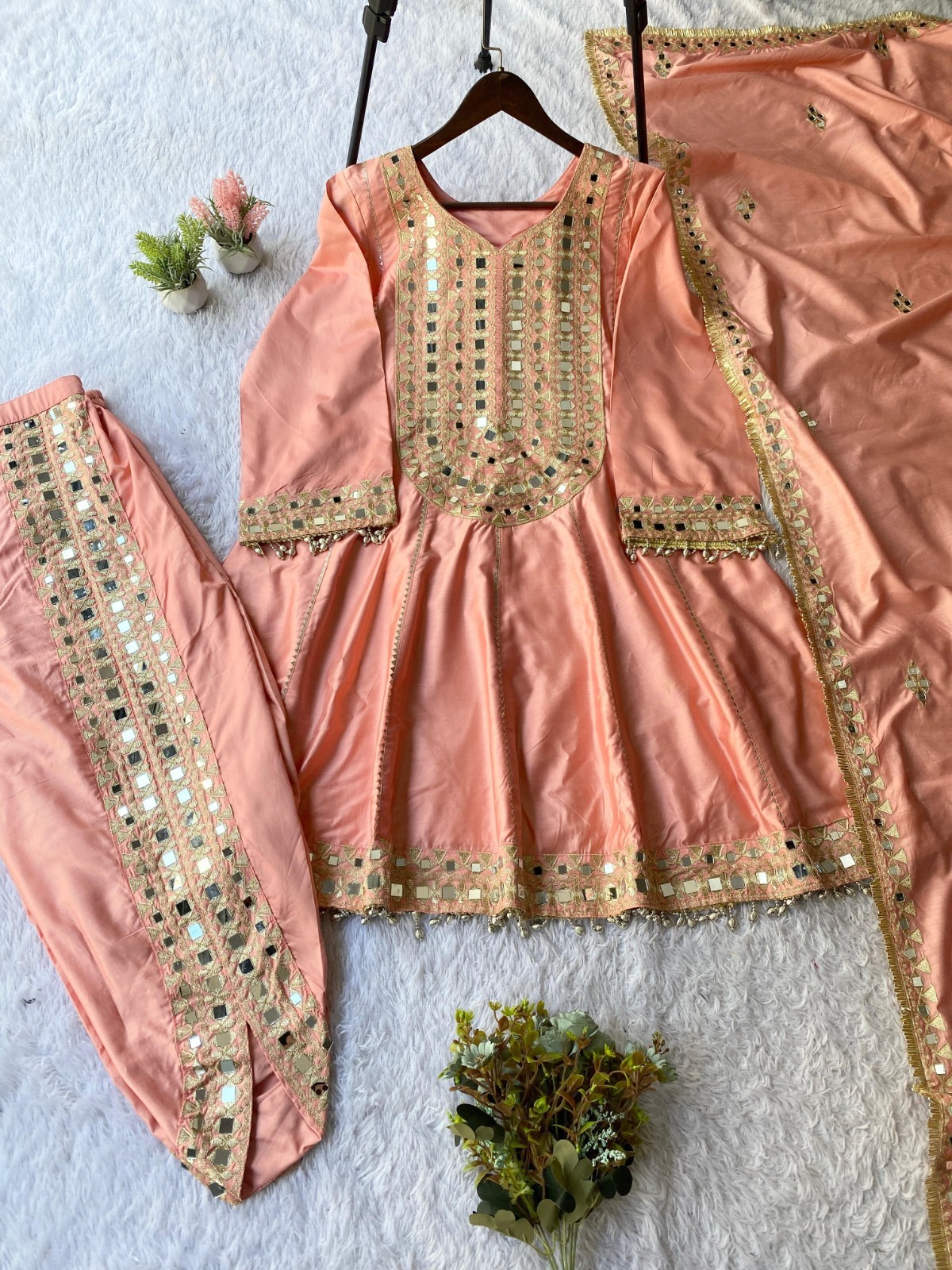 Desigenr Pakisatni Dhoti Pant Top Set Indian Bollywood Party Wedding Wear Suit