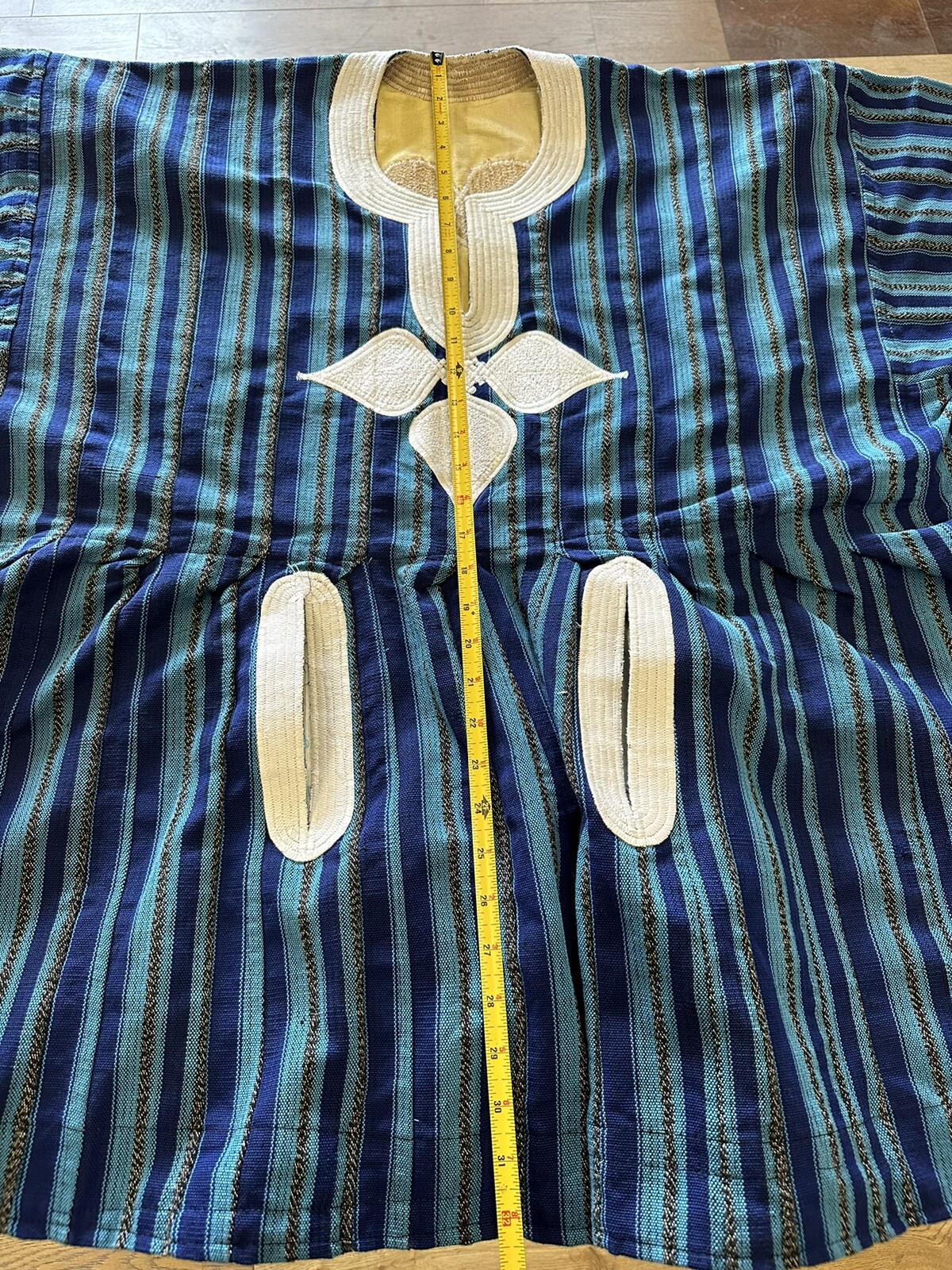 Authentic African Hand Stitched Ghana Smock Kente Fugu Batakari Men Top Blue