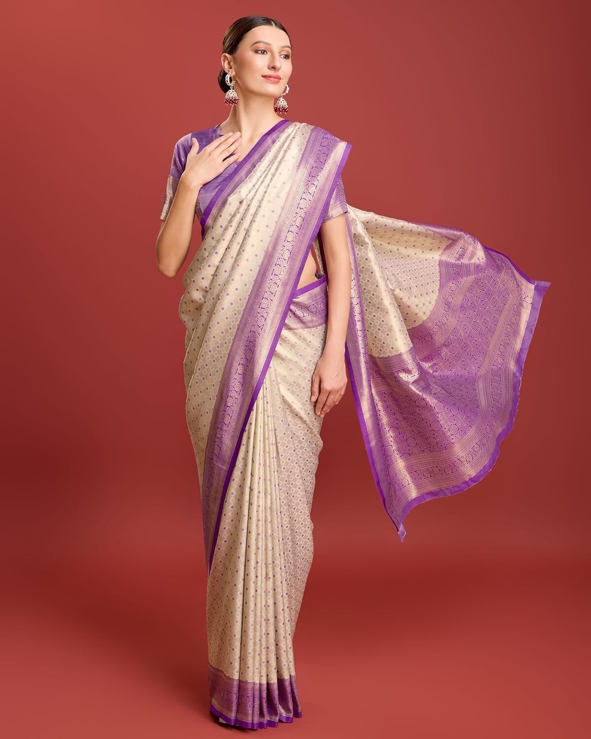 Women’s Kanjivaram Silk Mesmerizing Saree With Unstitched Blouse Piece