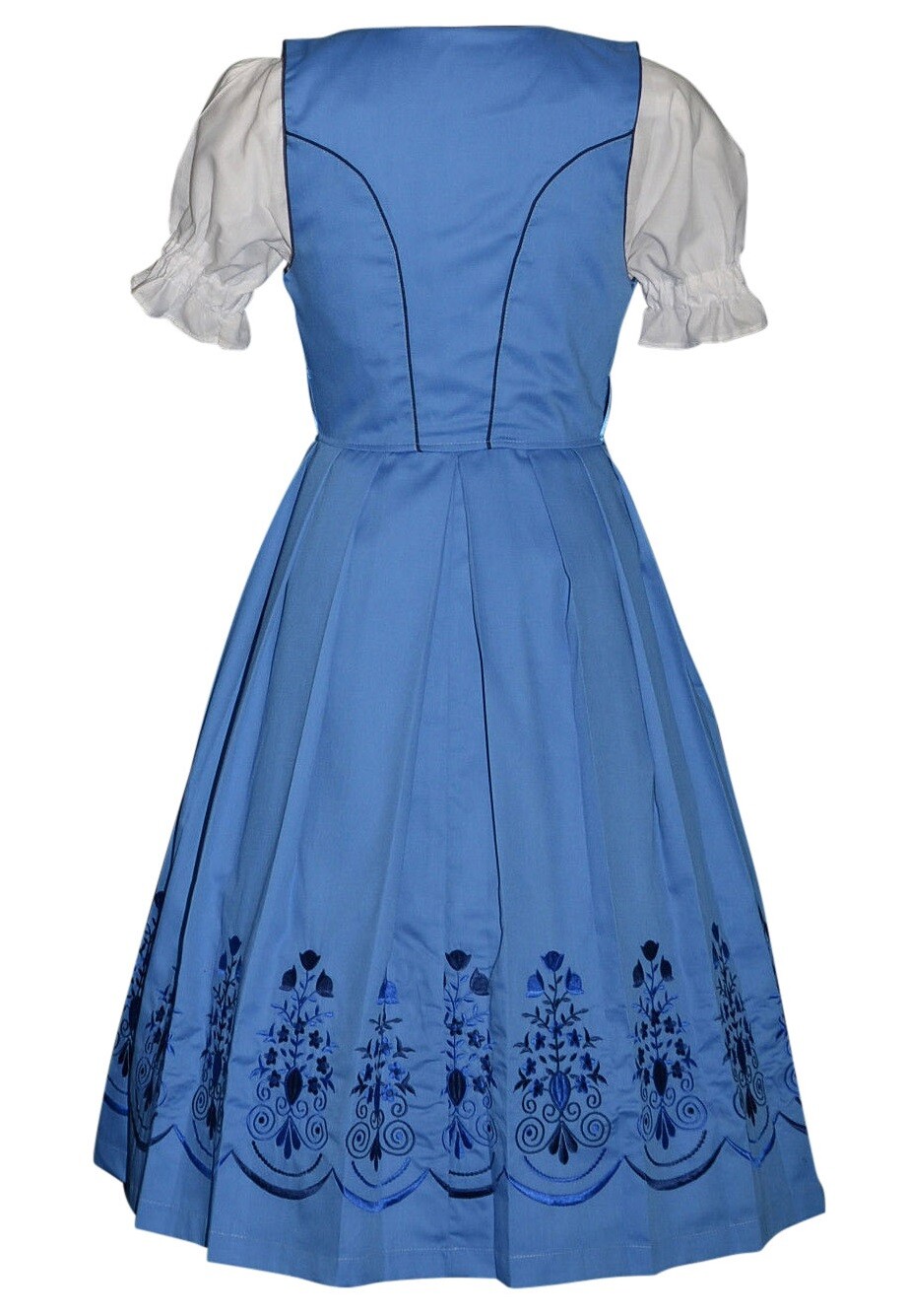 XS S M L XL 2XL Long German Dirndl Dress Waitress Oktoberfest Blue EMBROIDERED