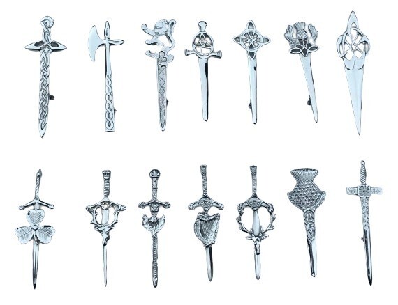 Scottish Kit Pins Various Design Chrome Finish 4″ Highland Celtic Pin
