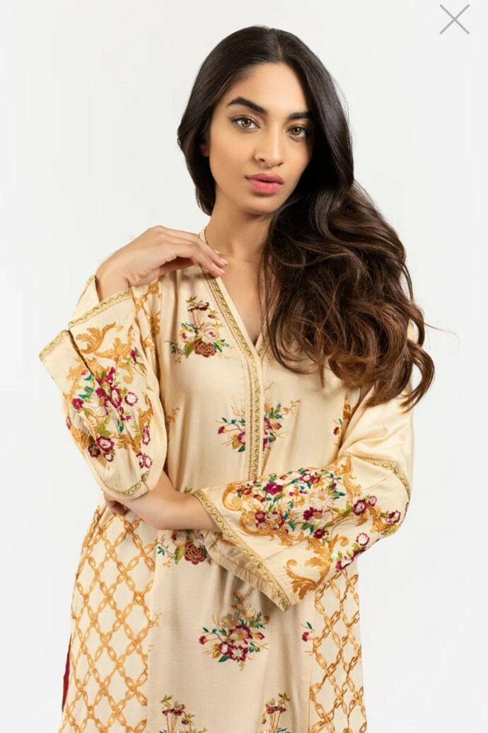 NWT GUL AHMED Formal Embroidered Kurti XS Pakistani Designer KHAADI SAFINAZ JOFA