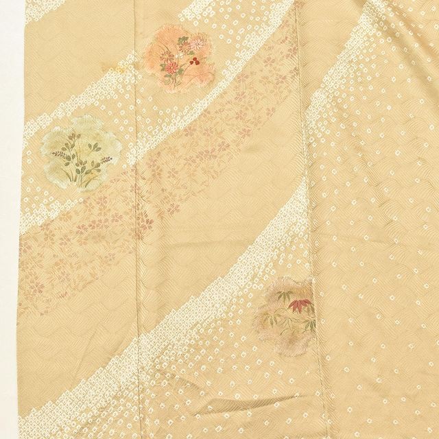 Vintage Japanese Kimono | Houmongi | Brown Silk | Wave Botanical | ss0958b