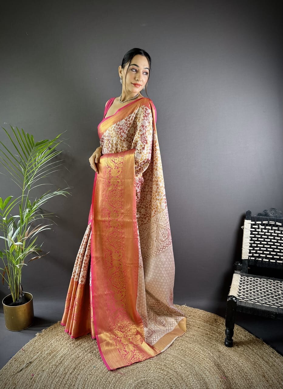 Tissue Silk Fabric Saree Blouse Dress Wedding Night Party Wear Casual Trending