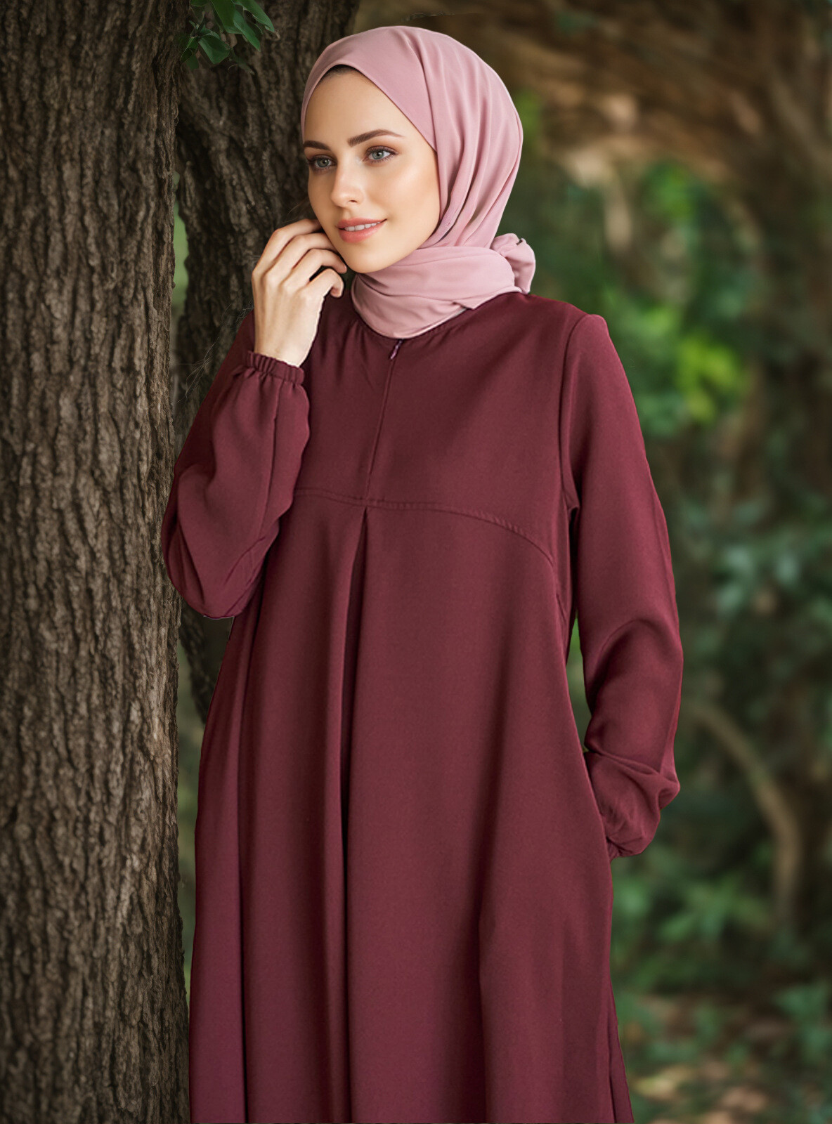 Muslim Kaftan Fashion Simple Burqa Arab Long Sleeve Abaya Ethnic Style Dress