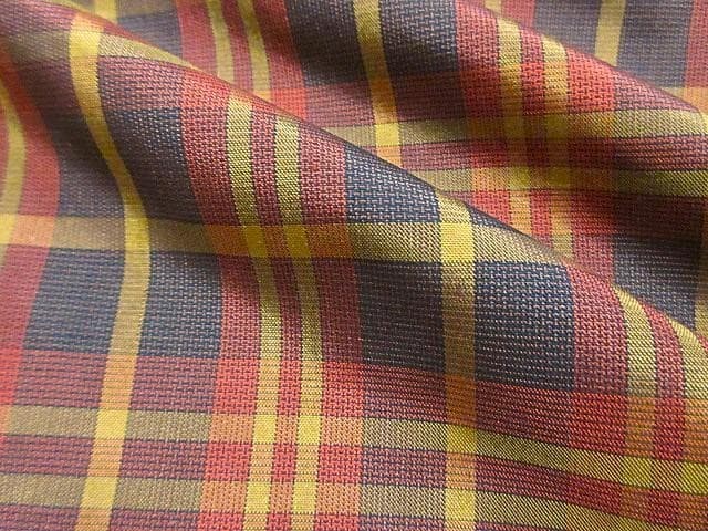 Kimono Tartan Check Silk Robe Size 9 Elegant Coffee Wine Ochre AllSeason Vintage
