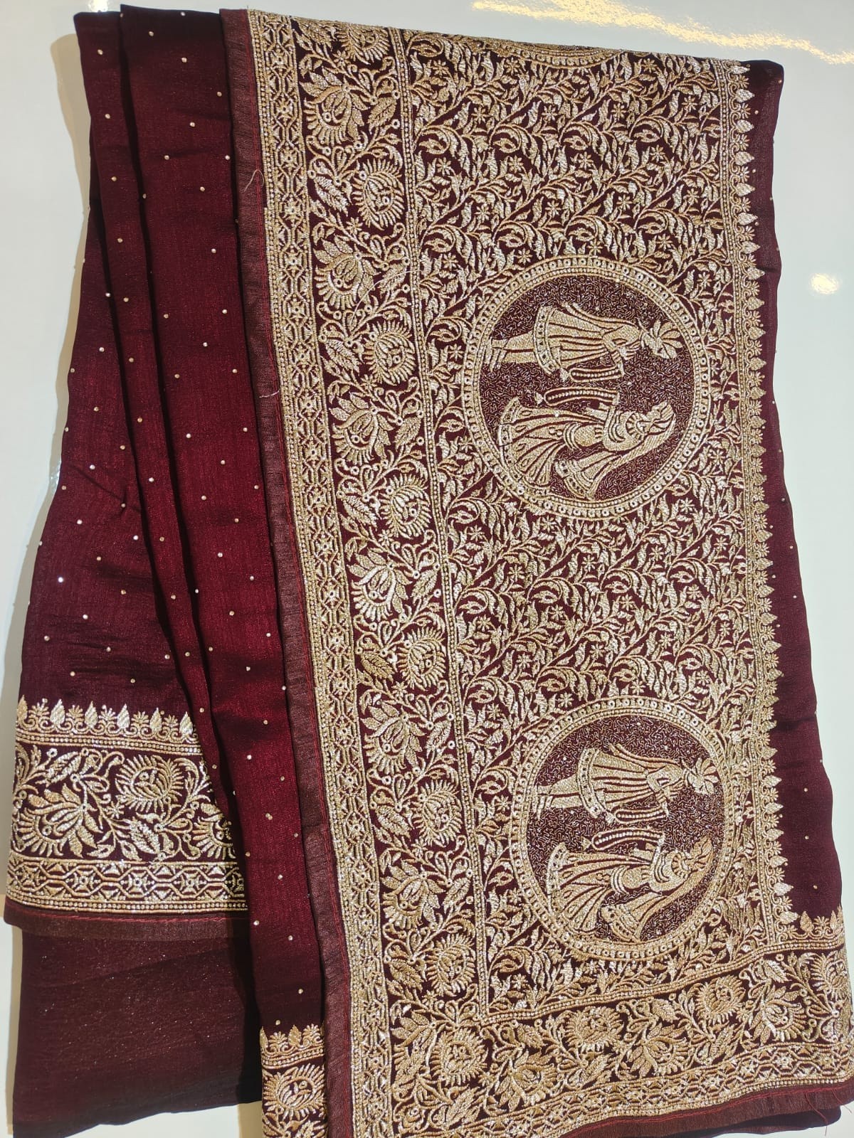 Silk Saree with Zari And Stone Work