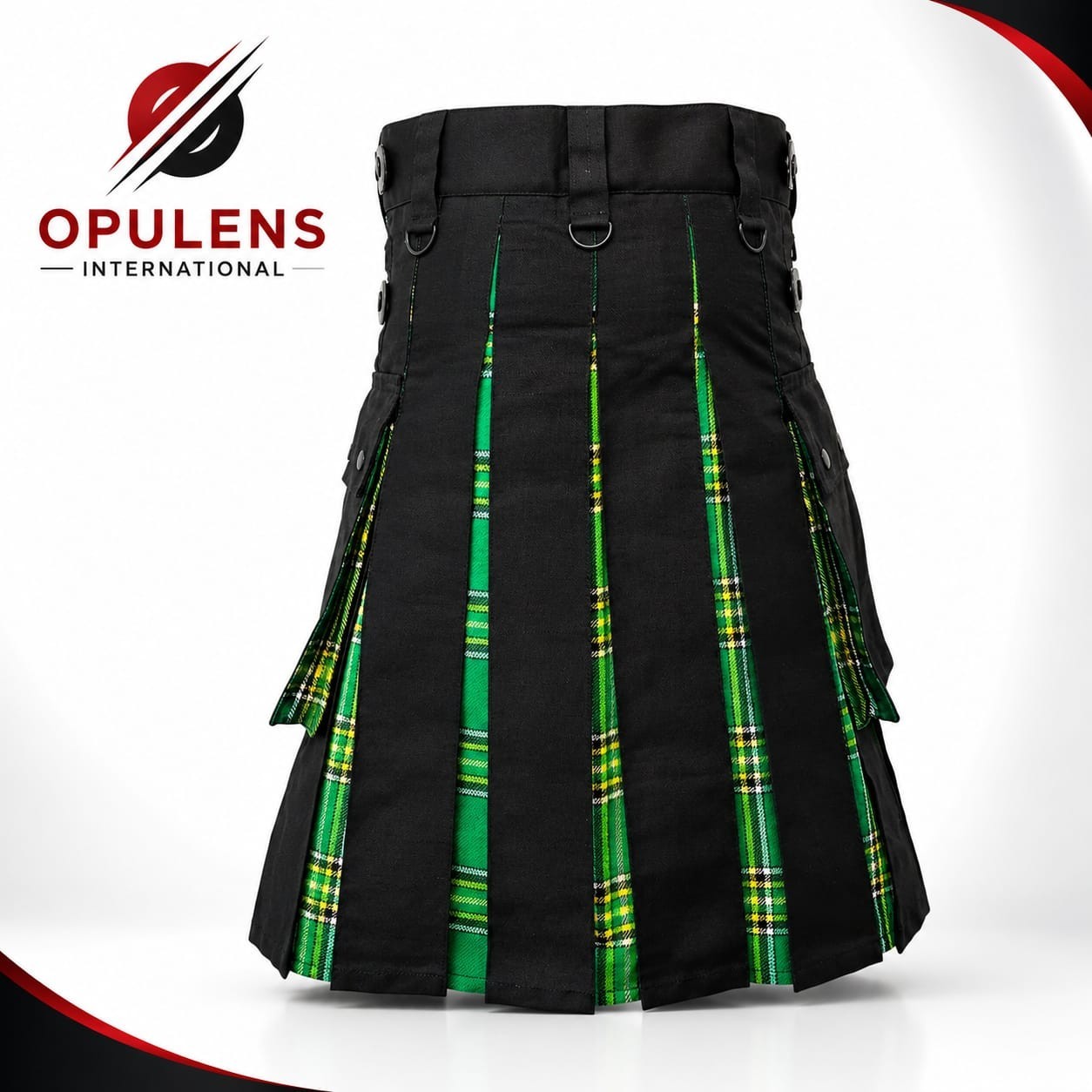 Men’s Plus Size Utility Kilt Black Cotton Tartan Hybrid Irish Style
