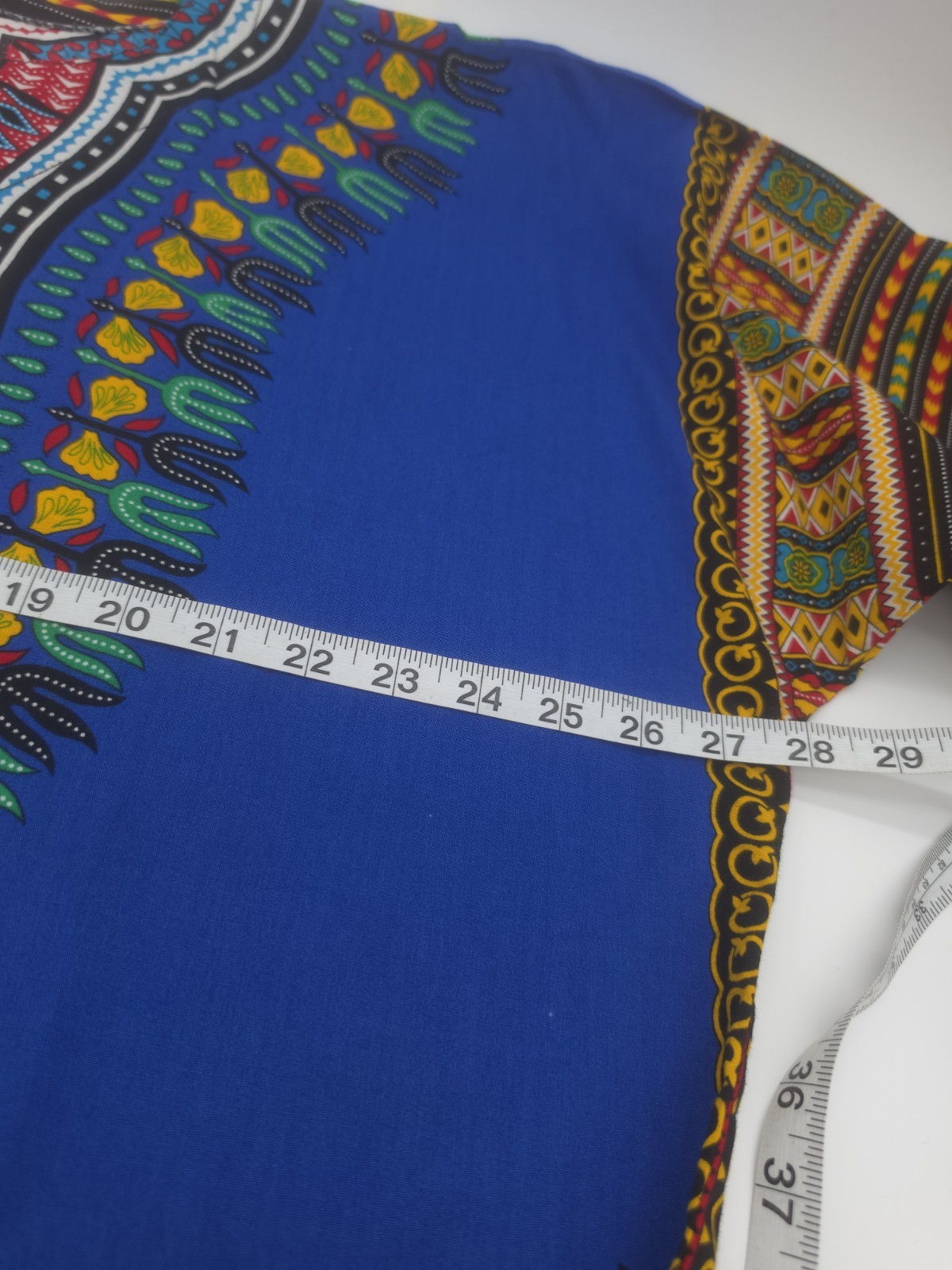 Blue Dashiki African Print Tunic Top Shirt, Cotton Woven, One Size Unisex