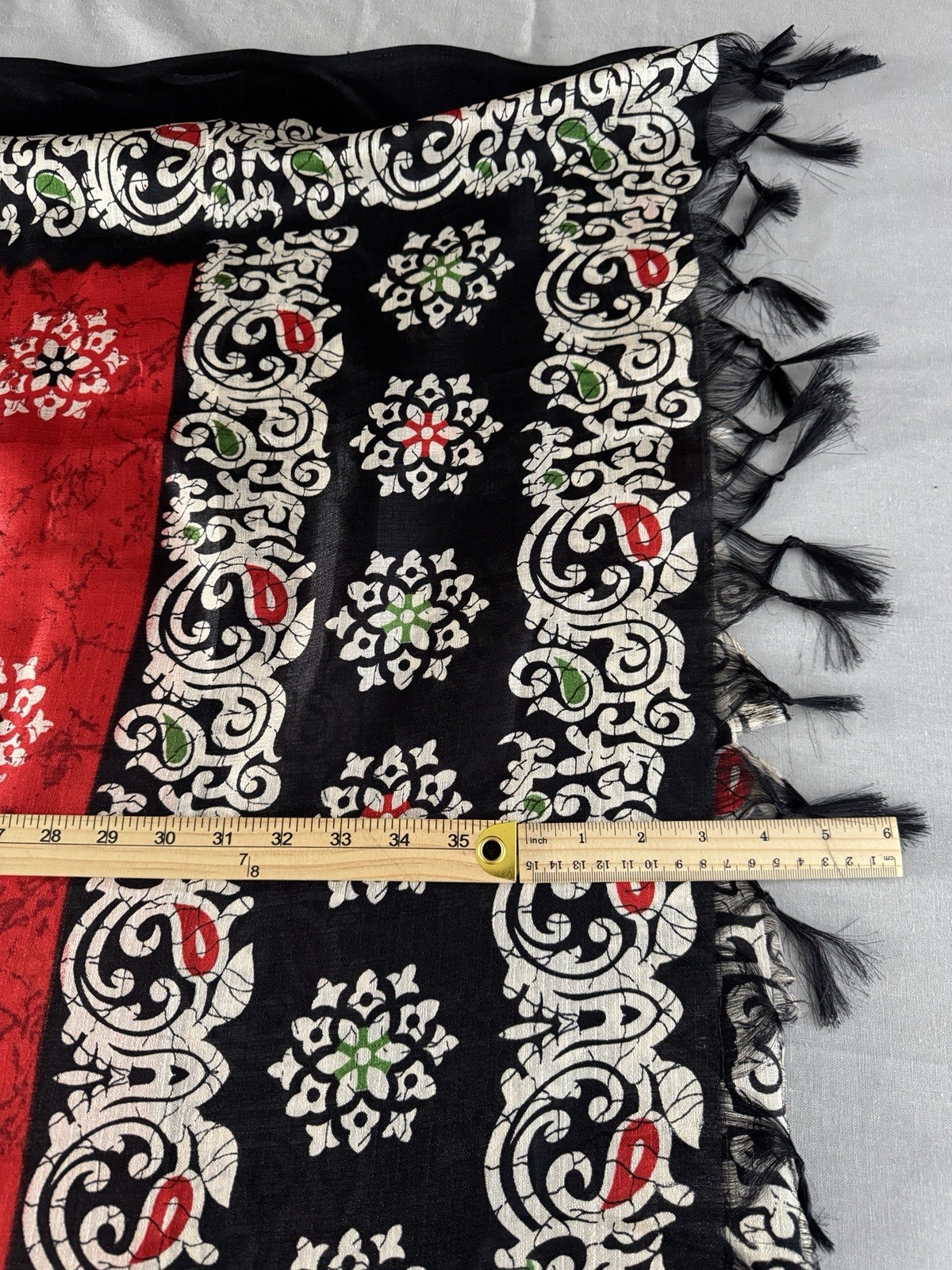 Scarf Floral Art Design Black Red White 80 X 42