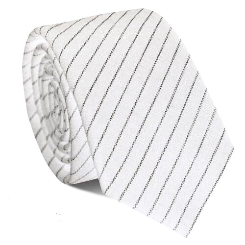 Men’s 2.56” Skinny Cotton Ties Striped Neckties Casual Business Tie for White