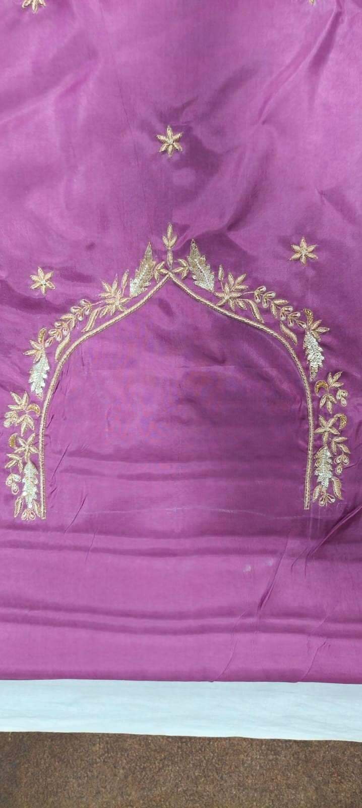 Purple Hand Embroidered Crepe Suit Set with Organza Dupatta | Premium Ethnic…