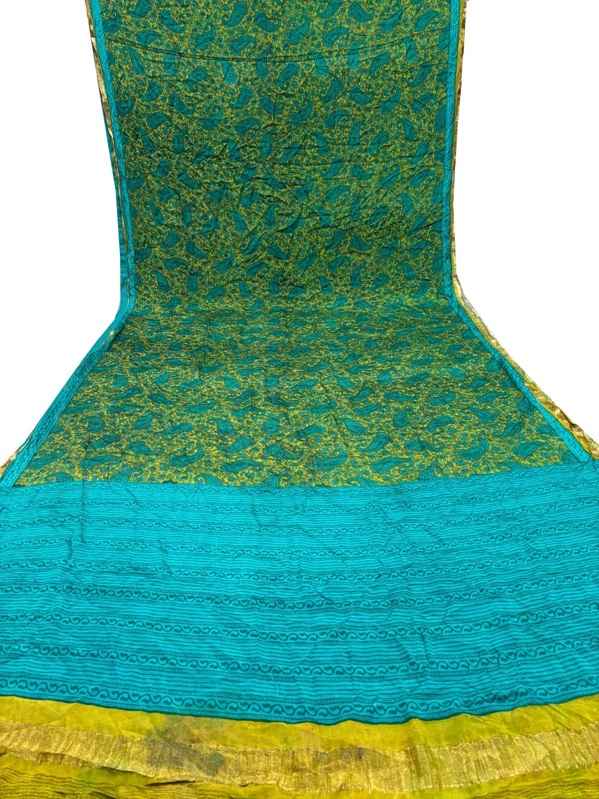 Vintage Yellow Chiffon Silk Saree | Lightweight Fabric for DIY & Sewing CS1053