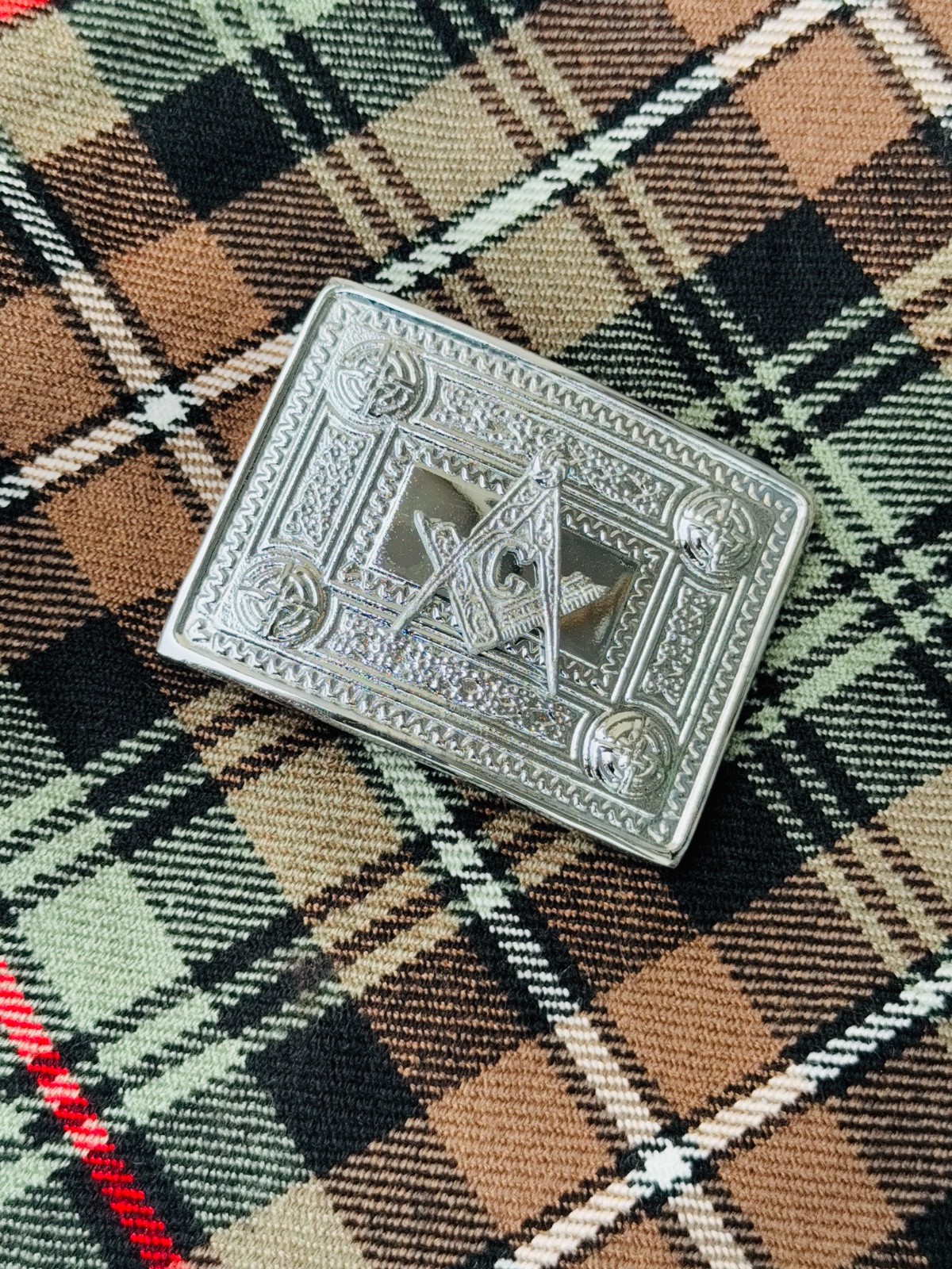 Scottish Masonic Badge kilt Belt Buckle Chrome Finish Celtic belt Buckle