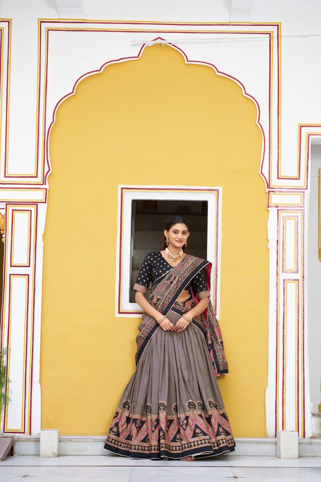TASAR SILK LEHENGA CHOLI SET INDIAN ETHNIC DESIGNER WEDDING PARTY WEAR