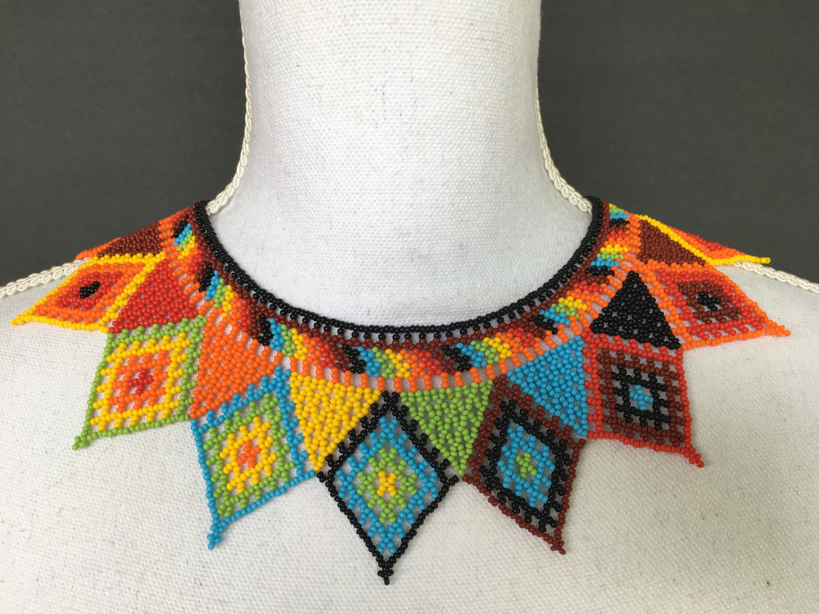 Handmade Mexican Huichol Bead Necklace – Huichol Folk Art Jewelry