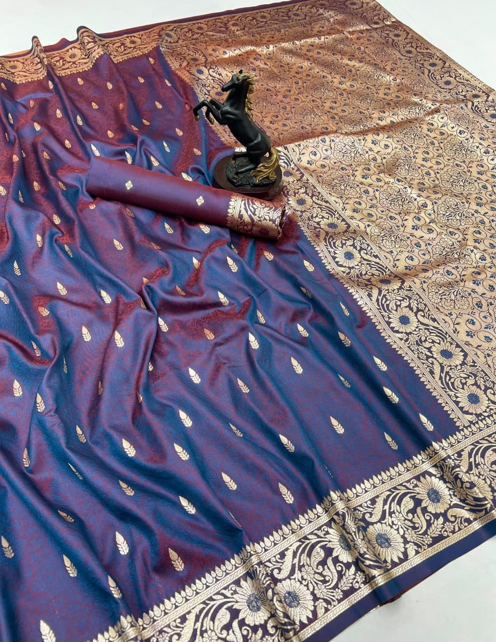 Banarasi Silk Saree Zari Pallu Indian Wedding Wear Bollywood Women Blouse Piece