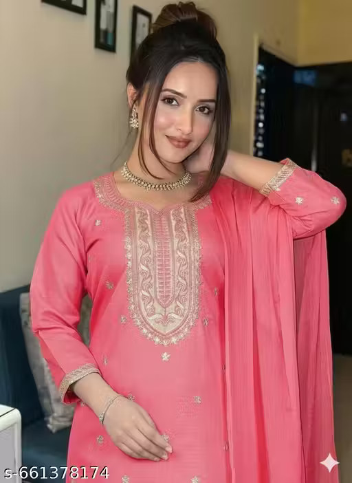 Kurti And Dupatta Set” Women’s Embroidered “Kurti” & Pant Dupatta Set