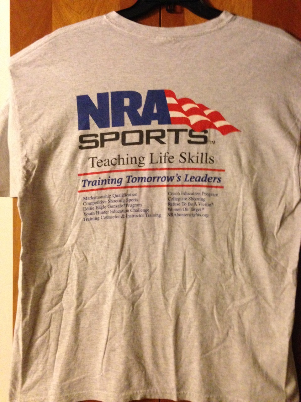 N.R.A. Logo – Shooting Sports Camps- Light-Grey t-shirt- XLarge