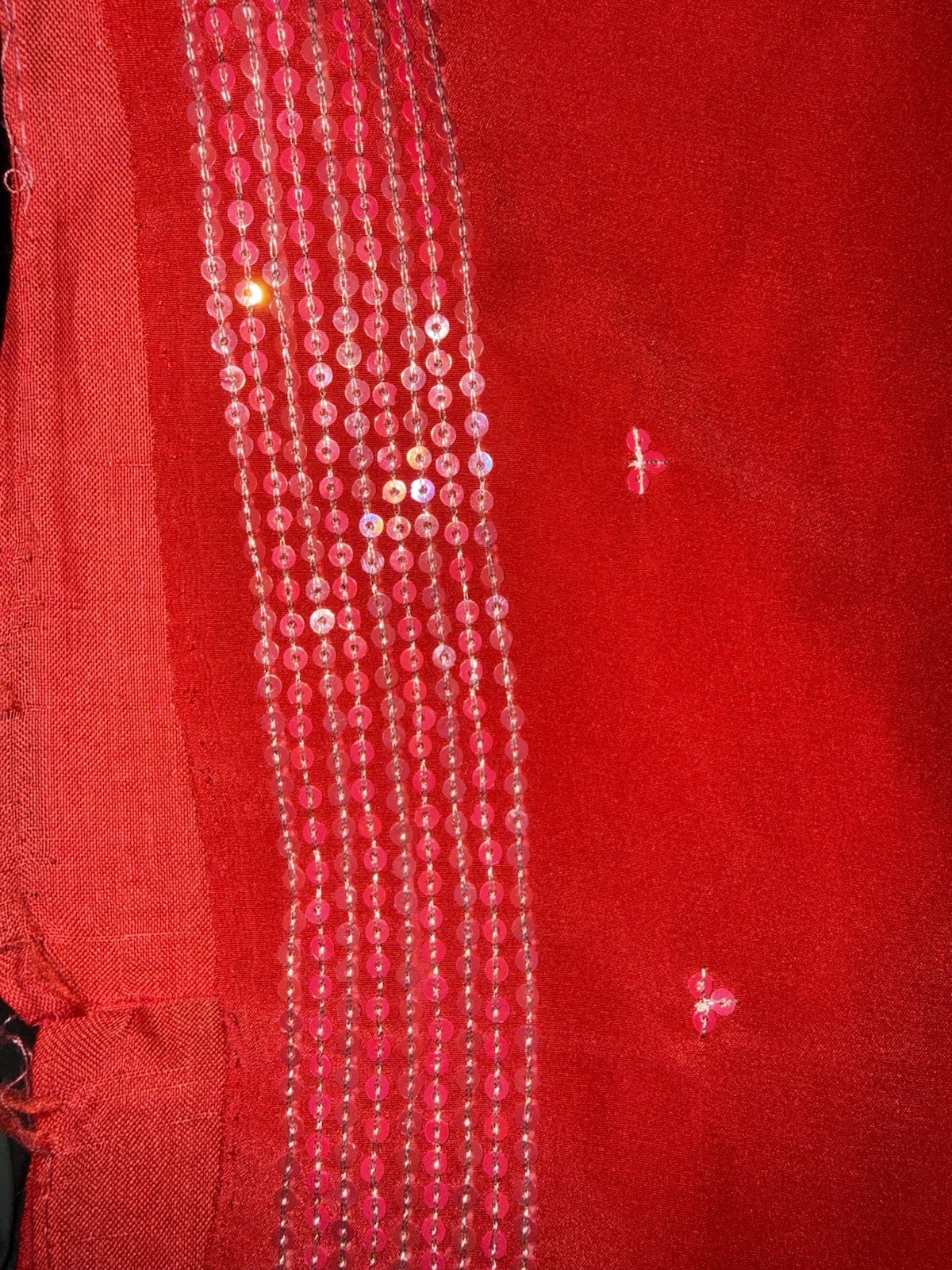 Red Silver silk Floral Sequin Embellished Saree with Blouse for Women Free Size