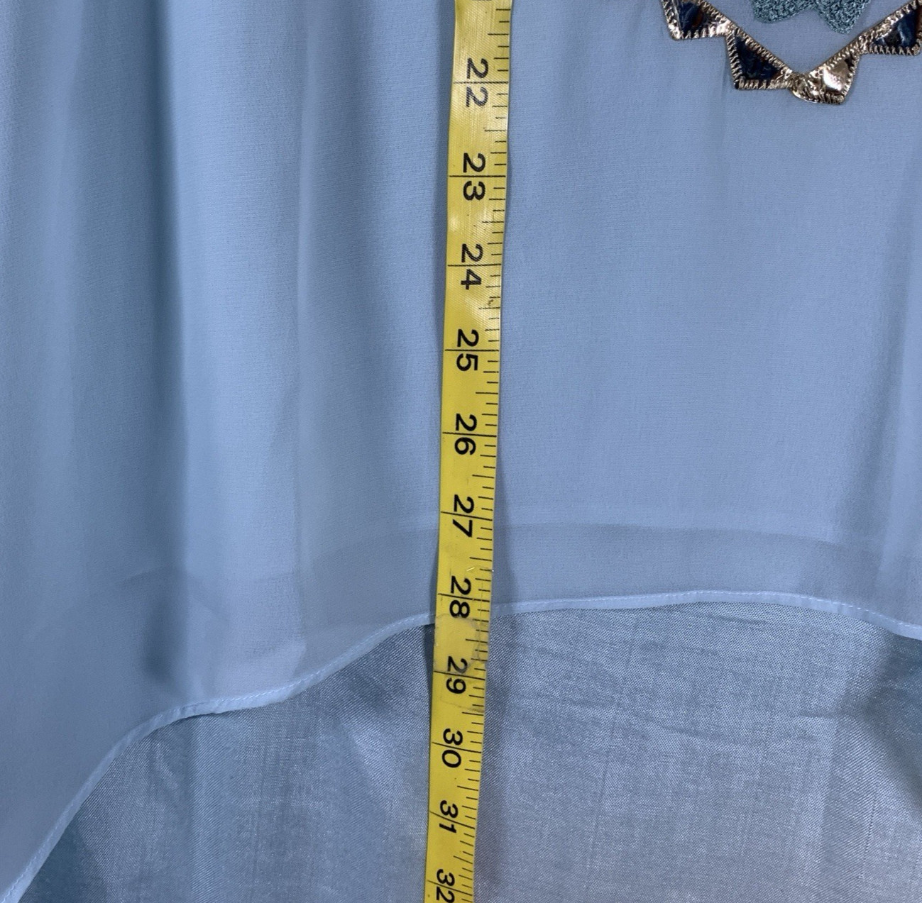 New Tulip Pants Set High Low Kurta Light Blue Chiffon Gota Patti Eid Size Small