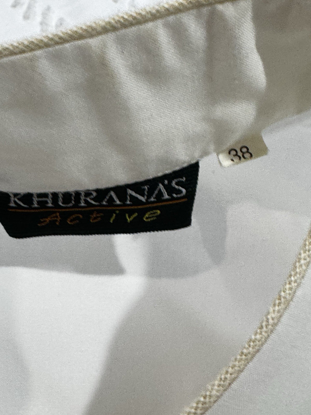 Khurana’s Active Men’s White Embroidered Cotton Kurta Size 38