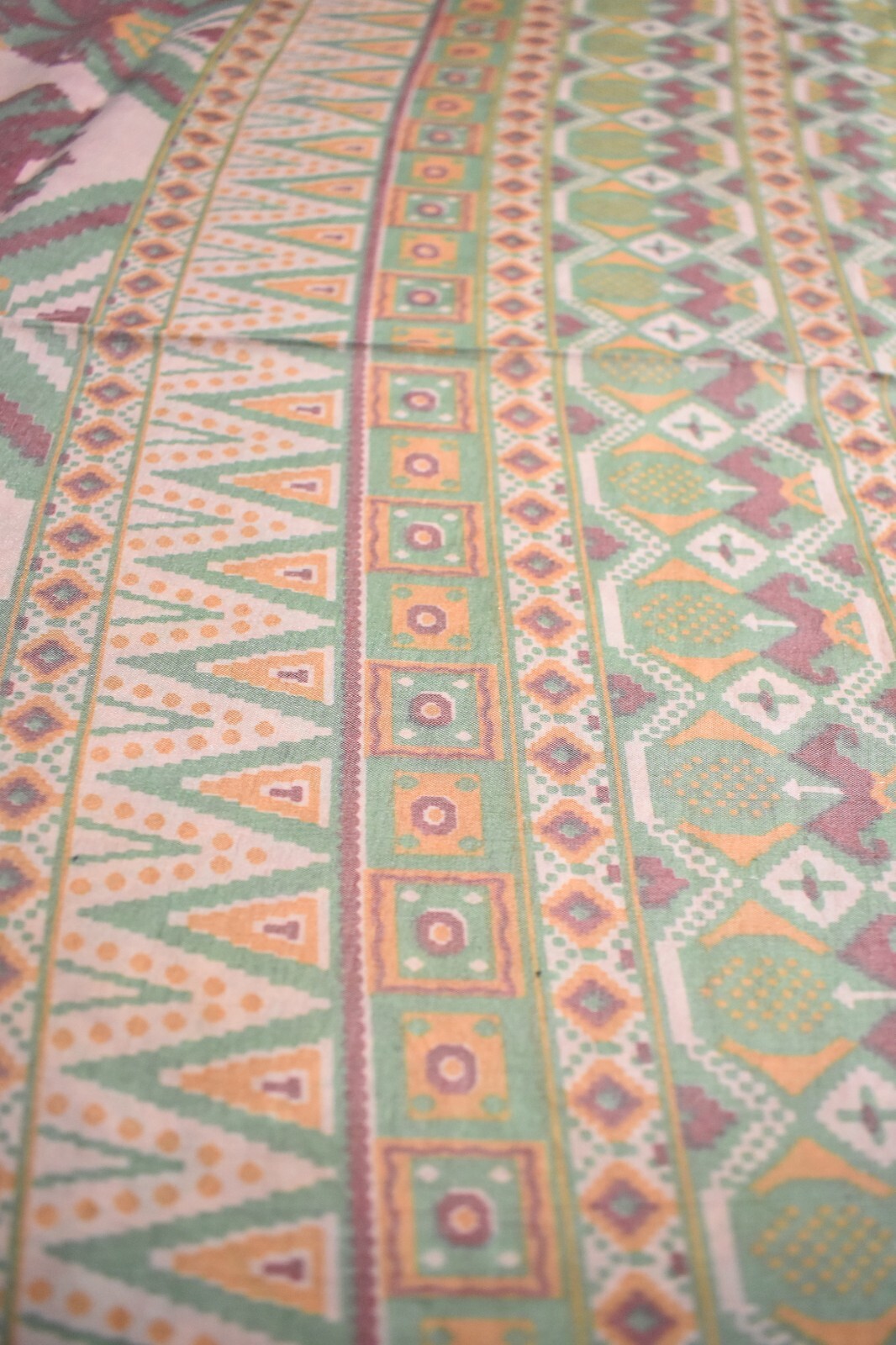 FNC Vintage Saree Maroon Sambhalpuri Hand Woven Ikat Printed Silk Sari Fabric