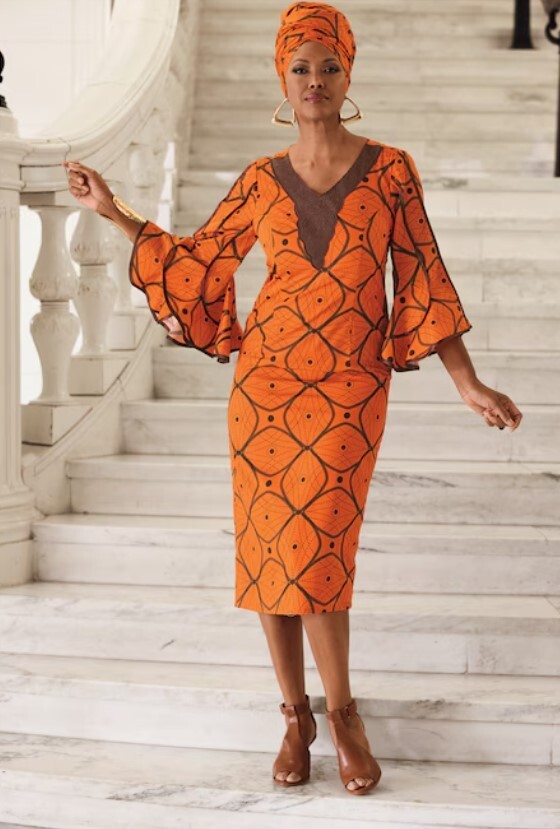 Size 8 Ashro Orange Ethnic African American Pride Afrocentric Delecia Dress