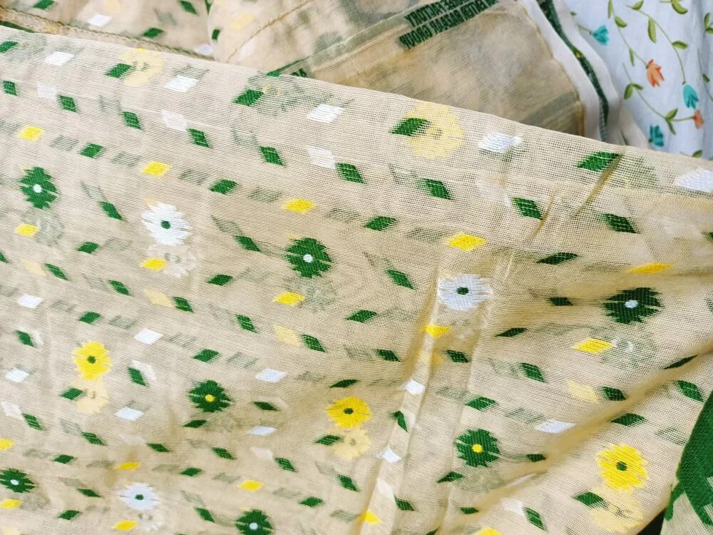 Dhakai jamdani saree, Soft jamdani saree Handcrafted Bengali Sari free shipping