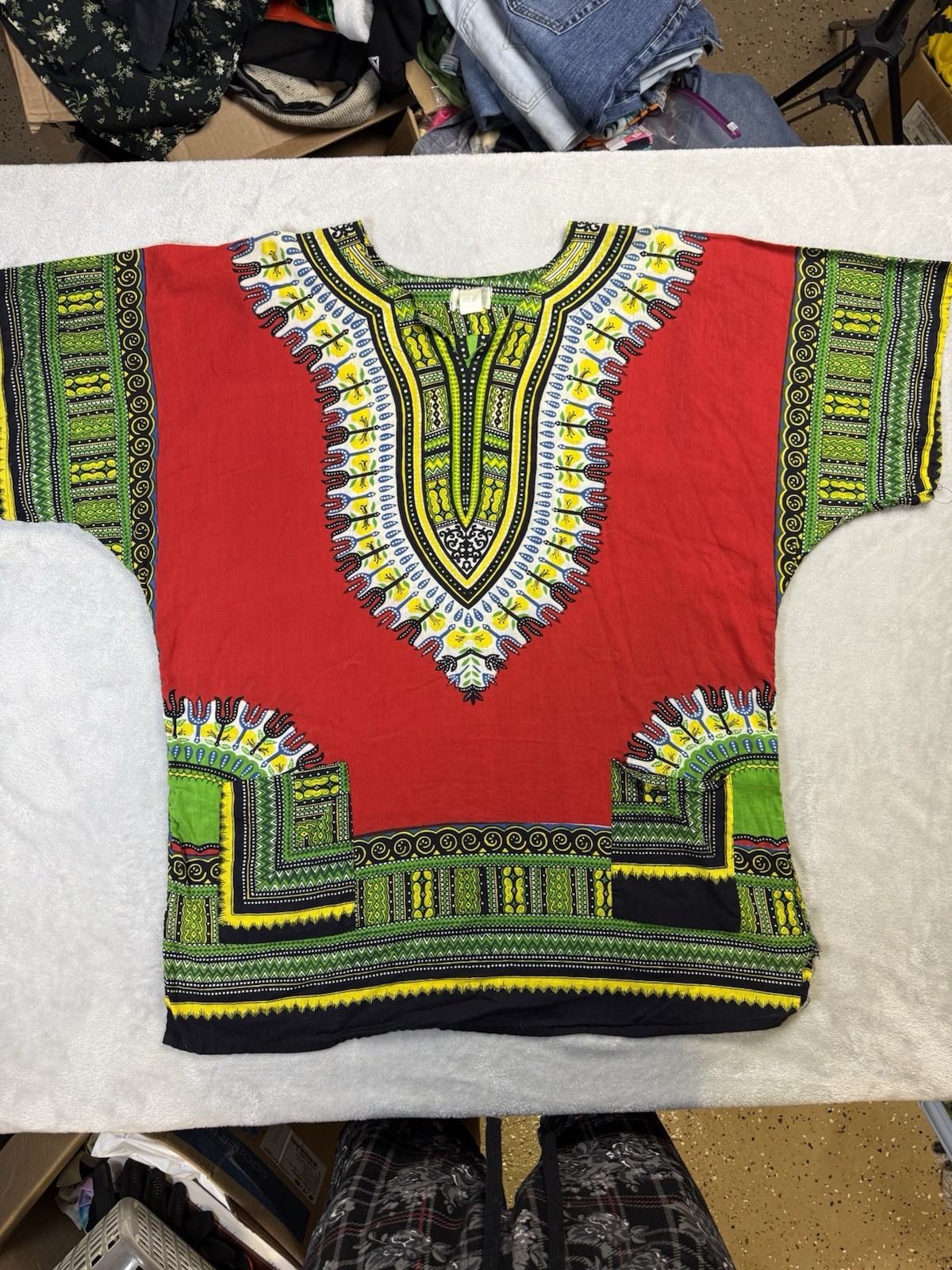 African Print Dashiki Top Cotton Woven Pullover Short Sleeve One Size Multi