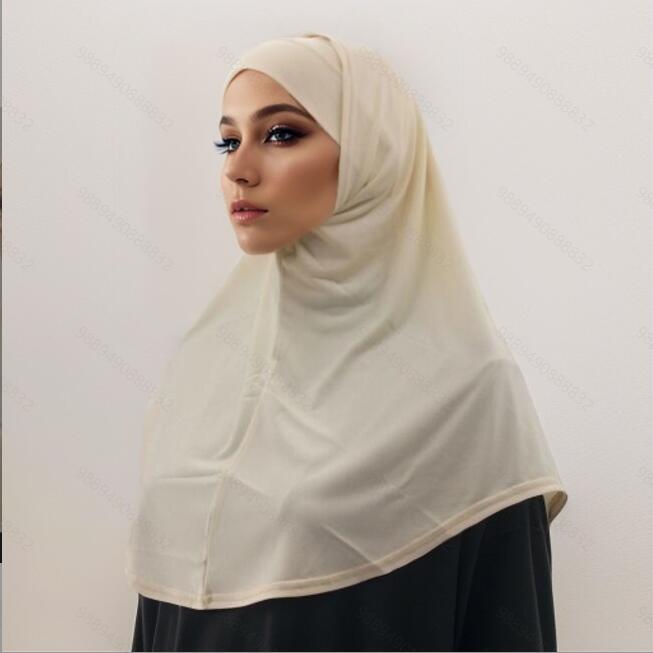 Amira Hijab Muslim Solid Color Women Arab Islamic Prayer Ramadan Turban Khimar