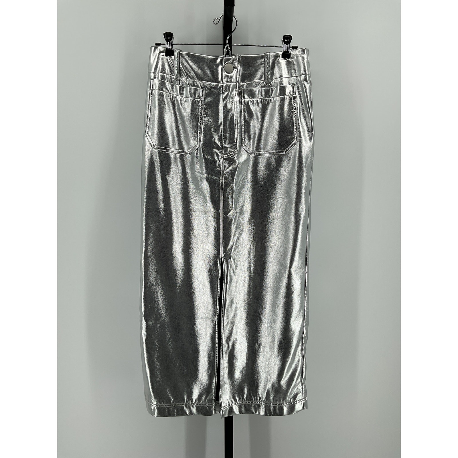 Anthropologie ‘Pilcro’ Silver Cotton Side-Slit Maxi Skirt Size M