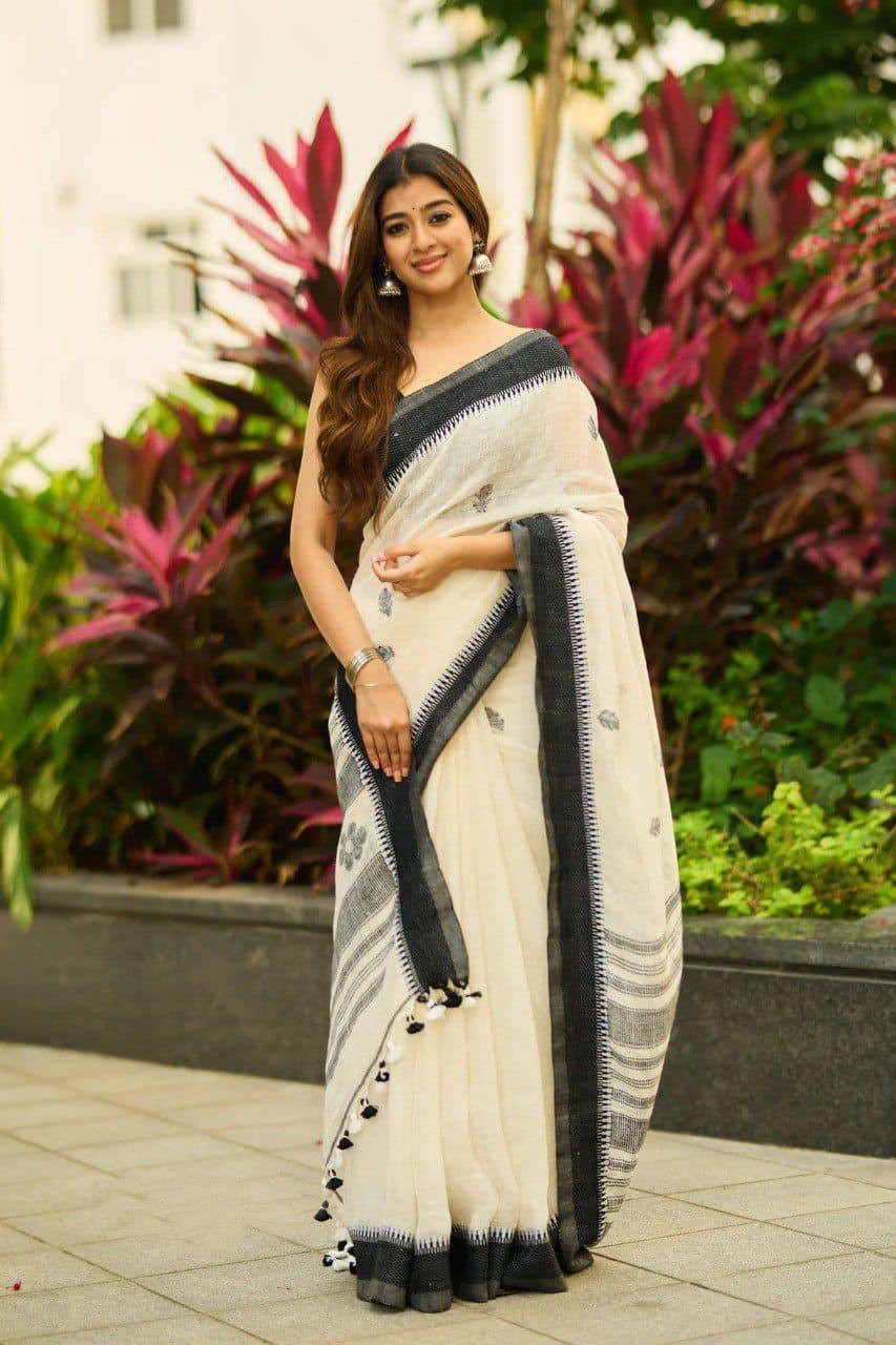 Indian Designer Pure Soft Tussar Silk Saree With Blouse For Wedding & Function