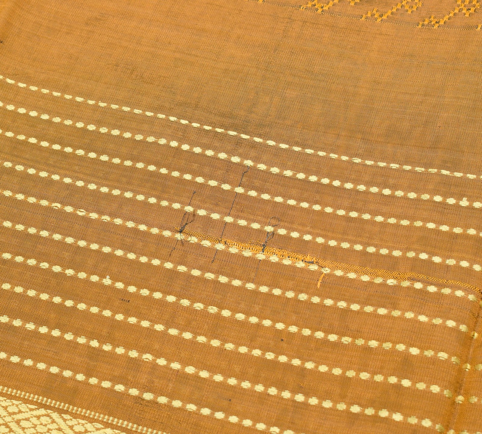 Sushila Vintage Mustard Saree 100% Pure Viscose Resham Woven Sari Craft Fabric
