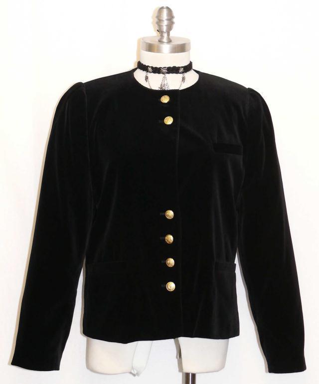 BLACK ~ COTTON VELVET ~ Women German Austria Evening Dress Suit JACKET 42 10 M