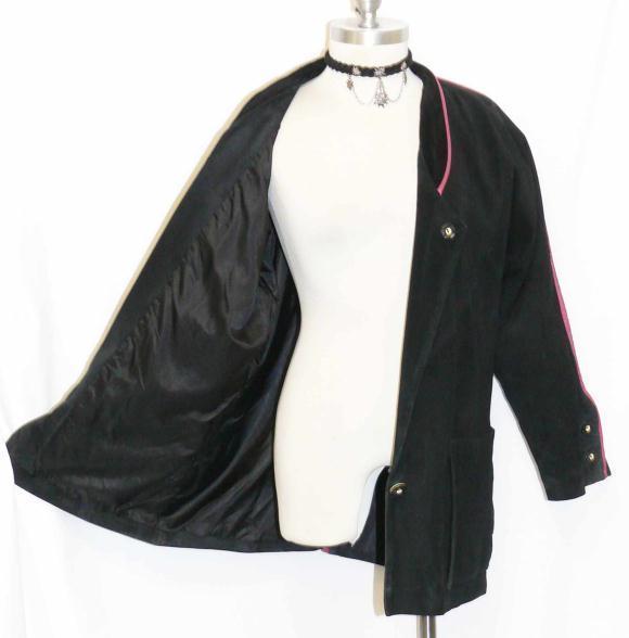 LEATHER Trachten JACKET Coat BLACK & PINK German SHORT SLEEVES Western B42″ 12 M
