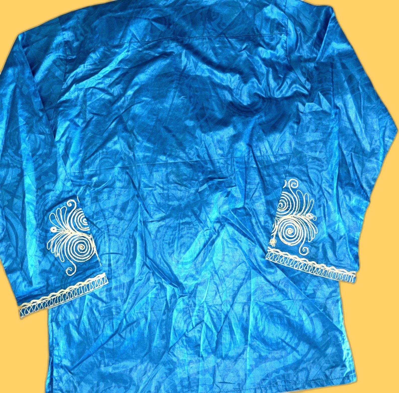 African Dashiki Outfit Royal Blue/Gold Embroidered Long Shirt