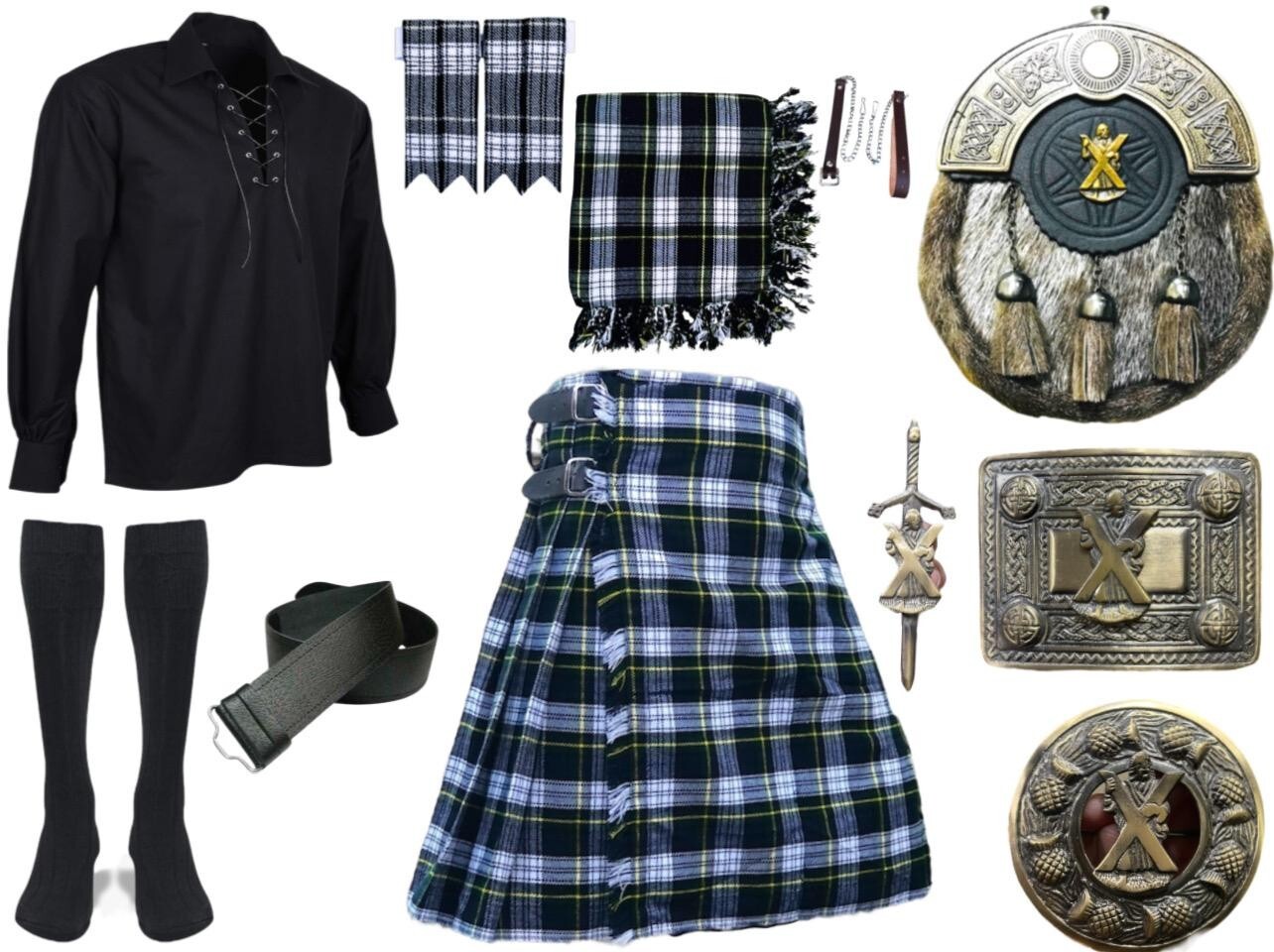 Men’s Antique St. Andrew Kilt Outfit – Highland Wedding Set in 45+ Tartans