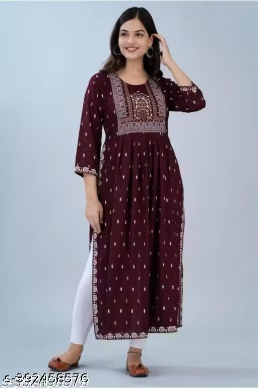 Readymad Rayon Embroidered Kurta/kurti For Women’s Party Festive Outfit Gift