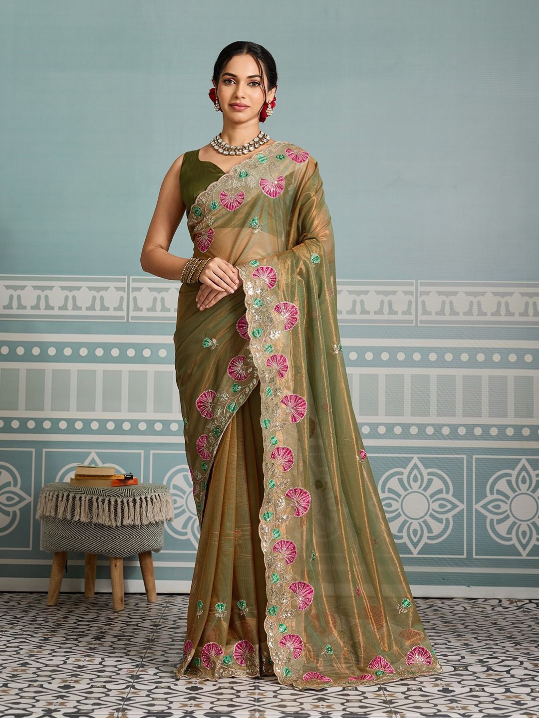 Bollywood Indian Saree Pakistani Sari Designer Wedding Party Saree Blouse Ethnic