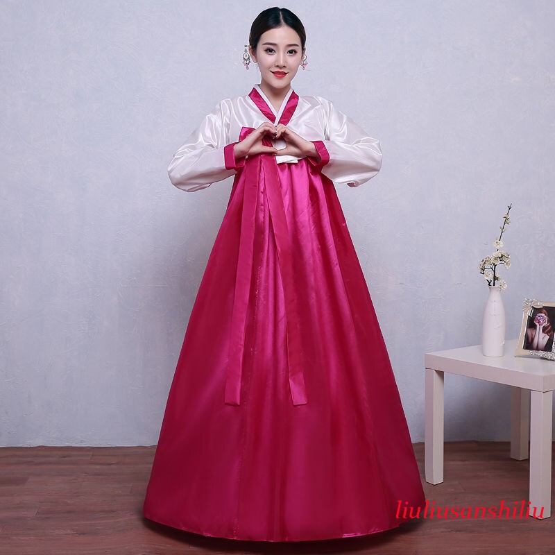 Ethnic Korean Hanbok Modern Women Asian Folk Stage Dance Performance Costume