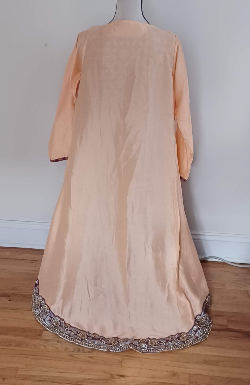 New Purple Katan Silk Stitched Ready Made Gown Suit