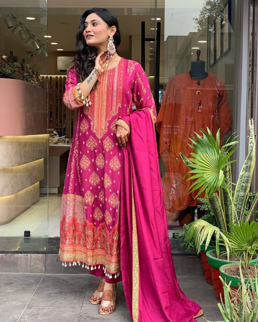Wedding Party Salwar Kameez Ready Made Women Anarkali Kurta Pant With Dupatta
